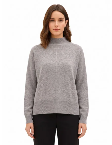 Rinascimento Oversized Wool Turtleneck Jumper with Centre Seam