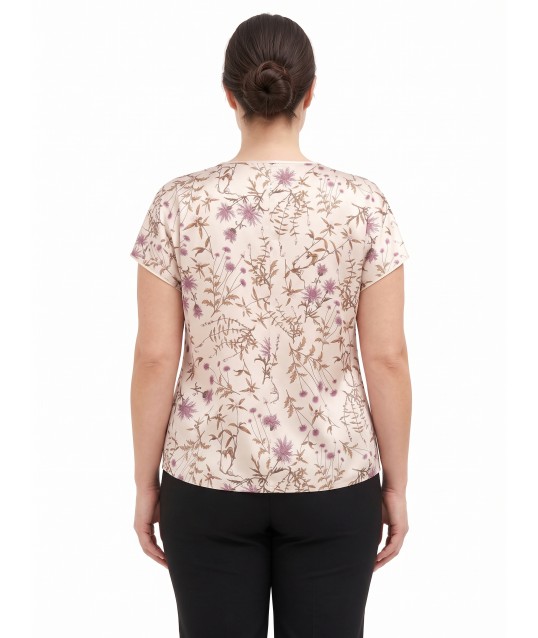 Blusa Fluida Curvy In Raso Motivo A Fiori Rinascimento Curvy