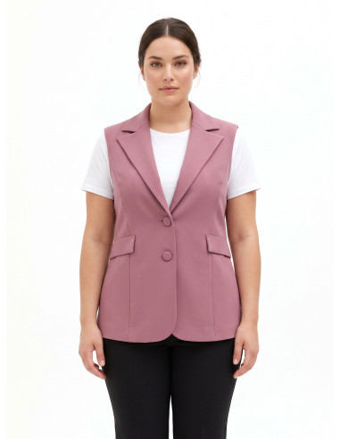 Rinascimento Curvy Fitted Curvy Scuba Crepe Waist-Defining Waistcoat