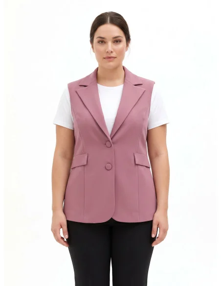 Rinascimento Curvy Fitted Curvy Scuba Crepe Waist-Defining Waistcoat
