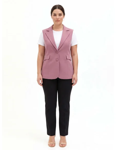Rinascimento Curvy Fitted Curvy Scuba Crepe Waist-Defining Waistcoat
