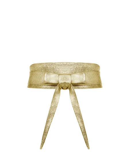 Ceinture obi en véritable cuir métallisé Rinascimento