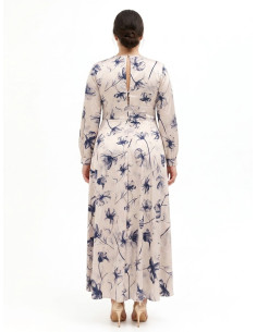 Robe longue pour femmes rondes en satin avec bande plissée à la tai... 2