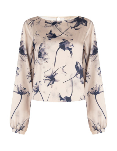 Blouse fluide en satin à grandes fleurs Rinascimento
