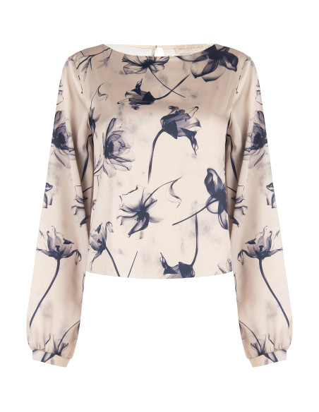 Blusa Fluida In Raso A Fiori Grandi Rinascimento