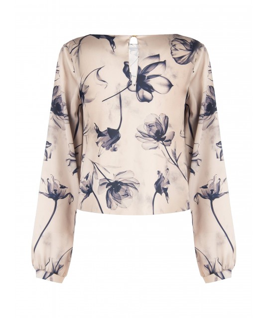 Blusa Fluida In Raso A Fiori Grandi Rinascimento