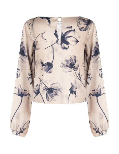 Blouse fluide en satin à grandes fleurs Rinascimento