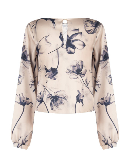 Blusa Fluida In Raso A Fiori Grandi Rinascimento