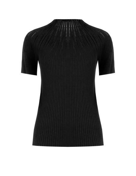Rinascimento Tulle-Striped Ribbed Fitted Jumper - Vestiti Firmati L...