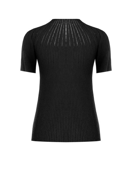 Rinascimento Tulle-Striped Ribbed Fitted Jumper - Vestiti Firmati L...