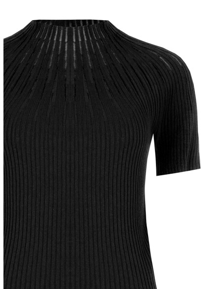 Pull moulant à côtes avec des rayures en tulle « Rinascimento » - V...