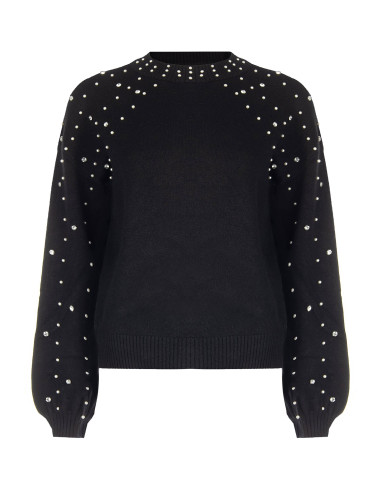 Rinascimento Viscose-Blend Jumper with Crystals and Pearls - Vestit...
