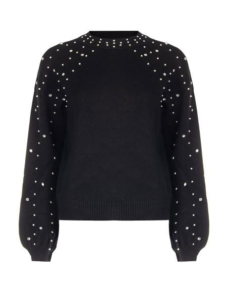 Pull en mélange de viscose avec cristaux et perles Rinascimento
