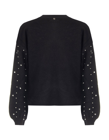 Pull en mélange de viscose avec cristaux et perles Rinascimento