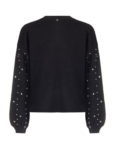 Pull en mélange de viscose avec cristaux et perles Rinascimento