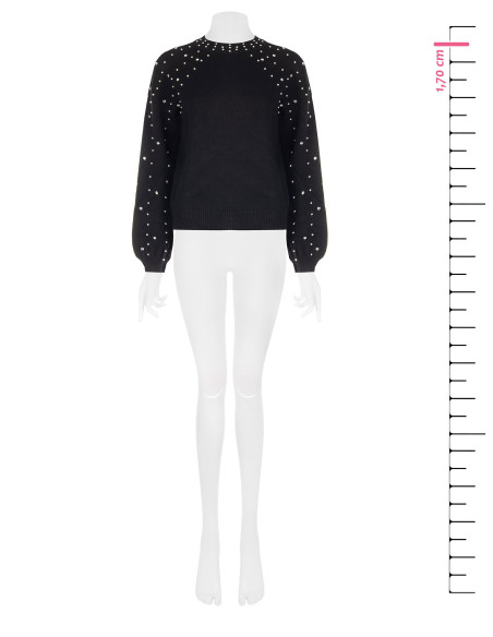 Rinascimento Viscose-Blend Jumper with Crystals and Pearls - Vestit...