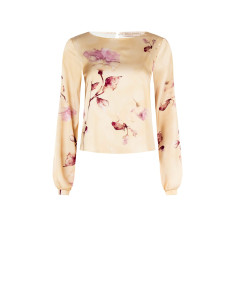Loose-fitting, flowing Rinascimento floral satin blouse - Vestiti F...
