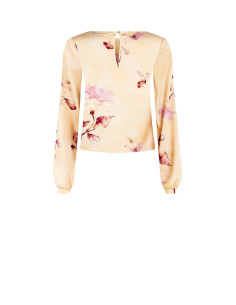 Blusa Ampia E Fluida In Raso A Fiori Rinascimento