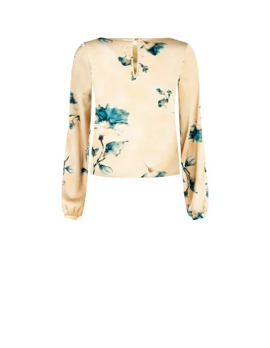 Loose, Flowing Floral Satin Blouse Rinascimento