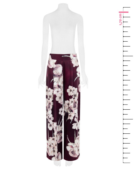 Pantaloni Palazzo In Raso A Fiori Con Pinces Rinascimento