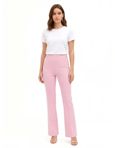 Pantalon évasé en tissu technique avec fermeture éclair latérale Rinascimento