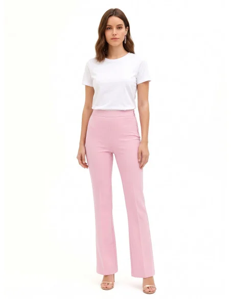 Flared Trousers in Technical Fabric with Side Zip Rinascimento