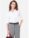 Fluid cropped blouse in matte satin with concealed buttons Rinascimento