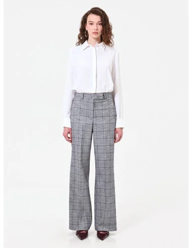 Fluid cropped blouse in matte satin with concealed buttons Rinascimento