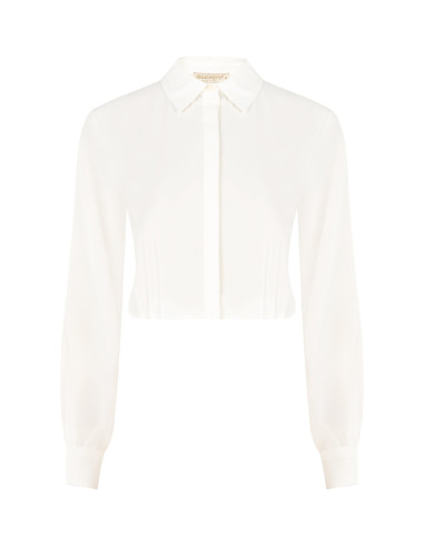 Camicia Crop Fluida In Raso Opaco Con Bottoni A Scomparsa Rinascimento