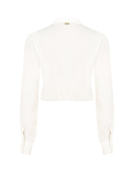 Chemise courte fluide en satin mat avec boutons dissimulés « Rinasc...