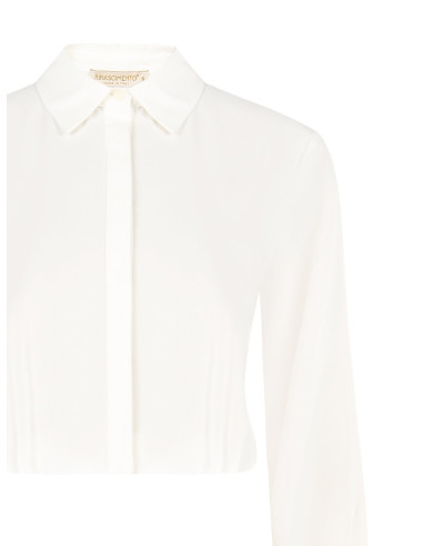Camicia Crop Fluida In Raso Opaco Con Bottoni A Scomparsa Rinascimento
