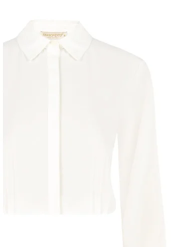 Fluid cropped blouse in matte satin with concealed buttons Rinascimento