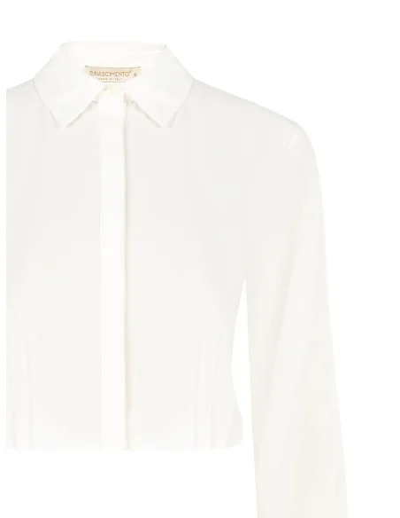 Camicia Crop Fluida In Raso Opaco Con Bottoni A Scomparsa Rinascimento