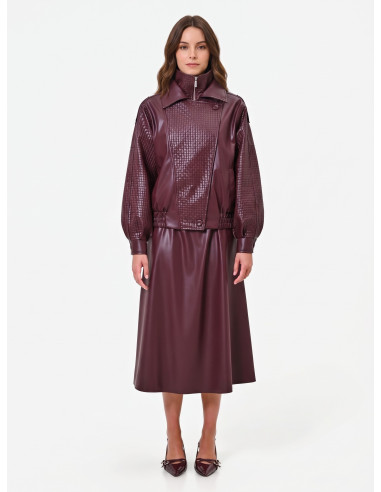 Blouson bomber en similicuir avec motif à carreaux tressés Rinascimento