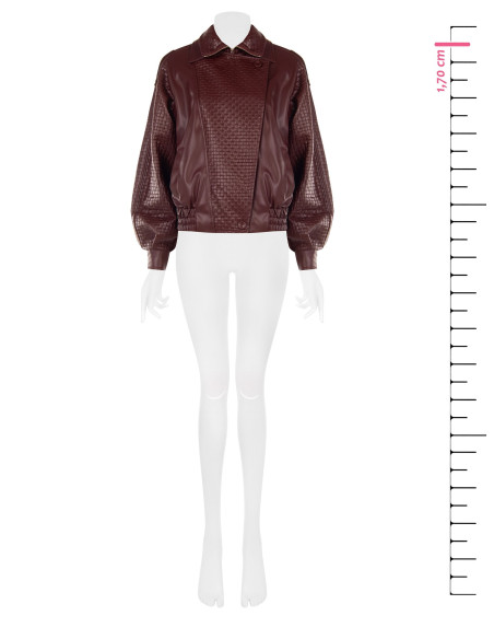 Rinascimento Faux Leather Bomber Jacket with Interwoven Check Patte...