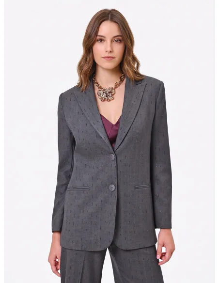 Giacca Blazer In Poliviscosa Con Strass Rinascimento