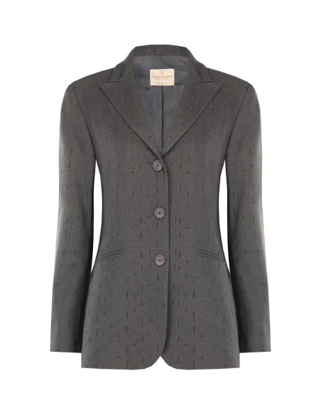 Giacca Blazer In Poliviscosa Con Strass Rinascimento