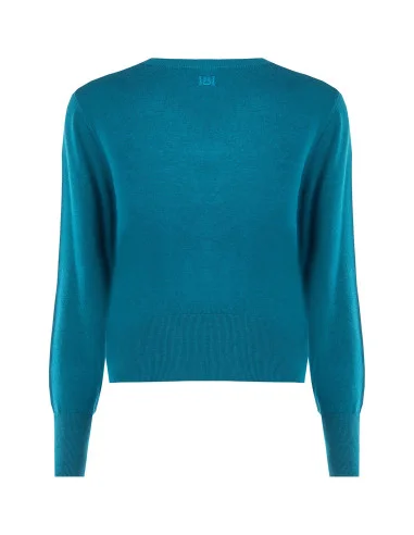 Cardigan à col rond avec boutons ton sur ton Rinascimento
