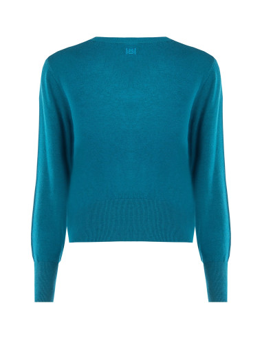 Rinascimento Round-Neck Cardigan with Tone-on-Tone Buttons - Vestit...