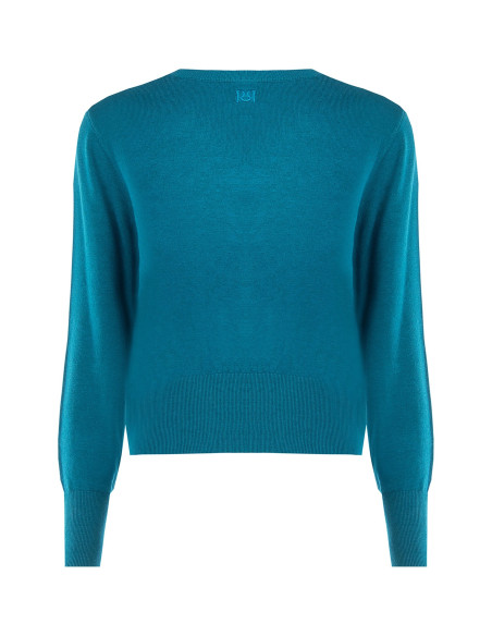 Rinascimento Round-Neck Cardigan with Tone-on-Tone Buttons - Vestit...
