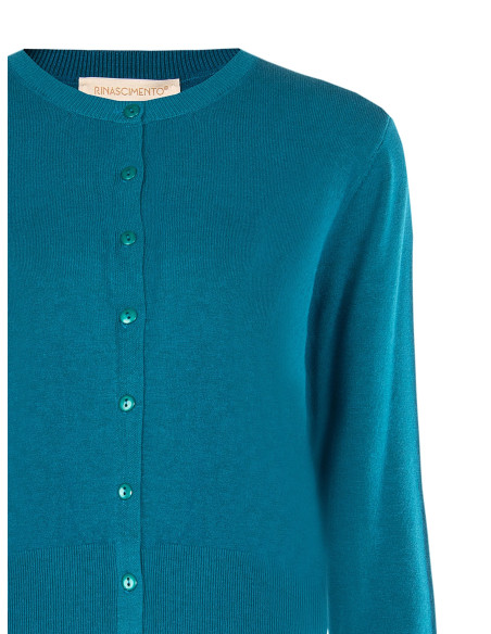 Rinascimento Round-Neck Cardigan with Tone-on-Tone Buttons - Vestit...