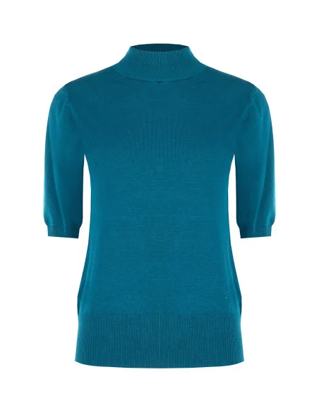 Pull à col montant avec bande et logo RR brodé Rinascimento