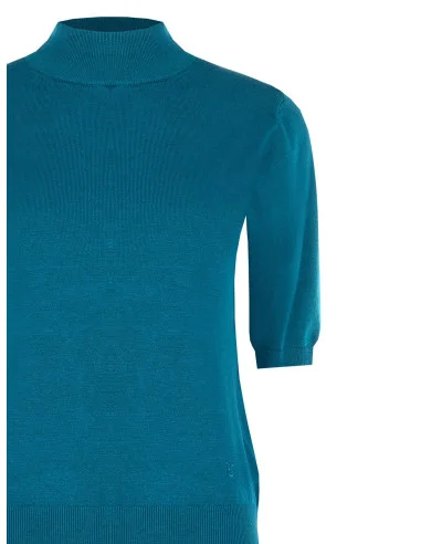 Pull à col montant avec bande et logo RR brodé Rinascimento