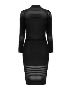 Robe fourreau en maille rayée et tulle transparent « Rinascimento »... 2