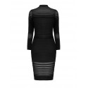 Rinascimento Striped Knitted Sheath Dress with Sheer Tulle