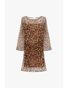 Robe courte à imprimé animalier et fronces « Dixie »
