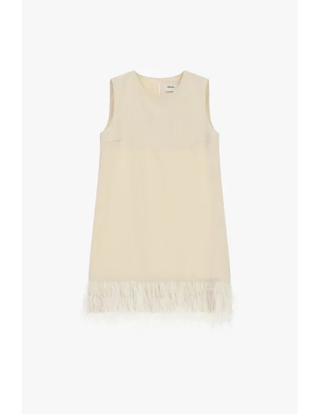Robe courte sans manches avec détail en plumes « Dixie »