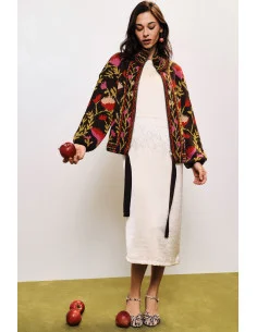 Robe sans manches avec détails en plumes et coupe droite Dixie