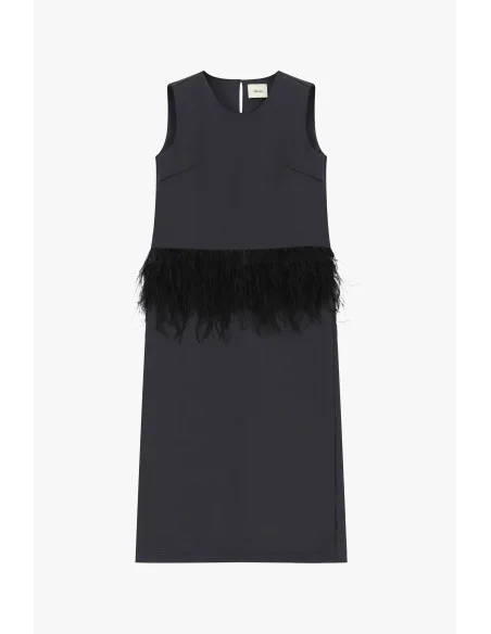 Robe sans manches avec détails en plumes et coupe droite Dixie