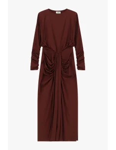 Robe longue à manches froncées et drapé sur le devant « Dixie »